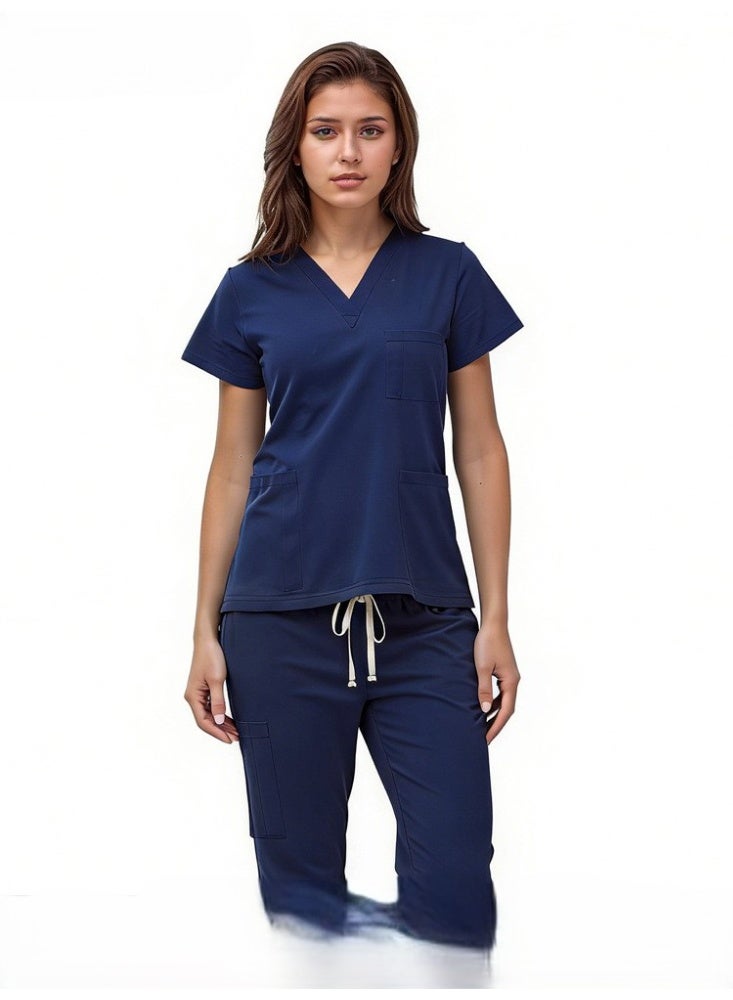 Women's Elastic Doctor Nurse Surgical Gown Work Clothes - Image 1